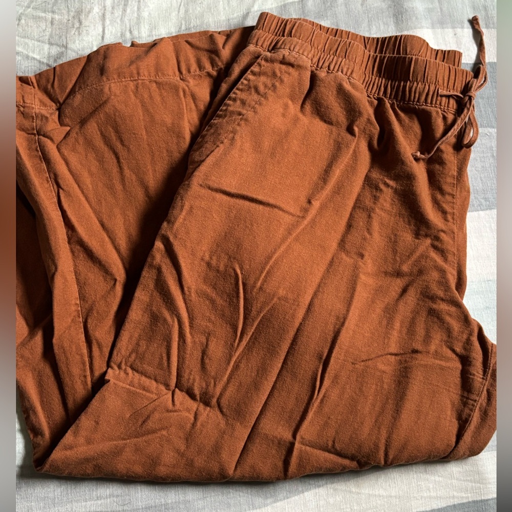 A New Day rust linen wide leg pants